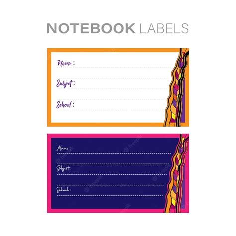 Premium Vector | Notebook name label design school supplies concept