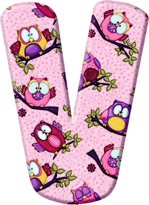 Abecedario Rosado con Búhos de Colores Pink Alphabet with Owls Oh