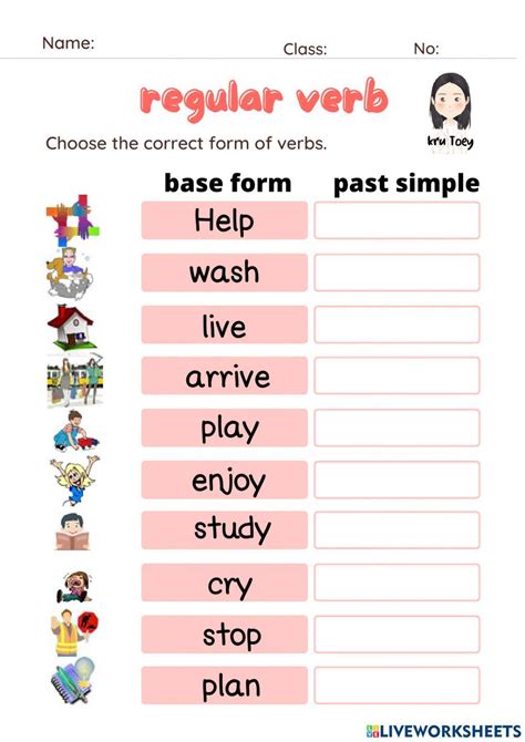 Regular Verbs Exercise For 5 Live Worksheets Worksheets Library