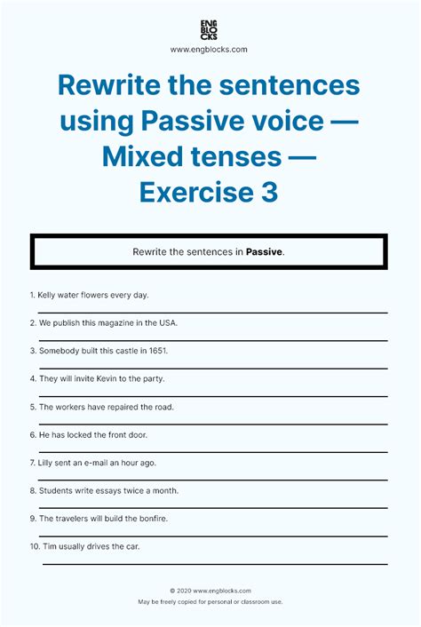 Rewrite The Sentences Using Passive Voice Mixed Tenses Esl