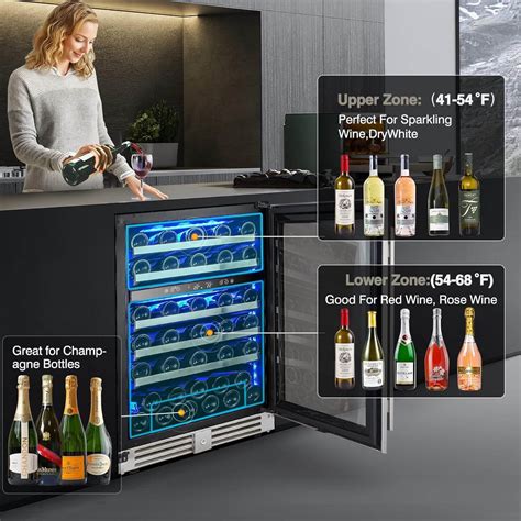 BODEGAcooler 24" 56 Bottles Dual Zone Compressor Wine Cooler with Wood