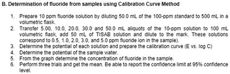 Solved Determination Of Fluoride From Samples Using Calibration Curve