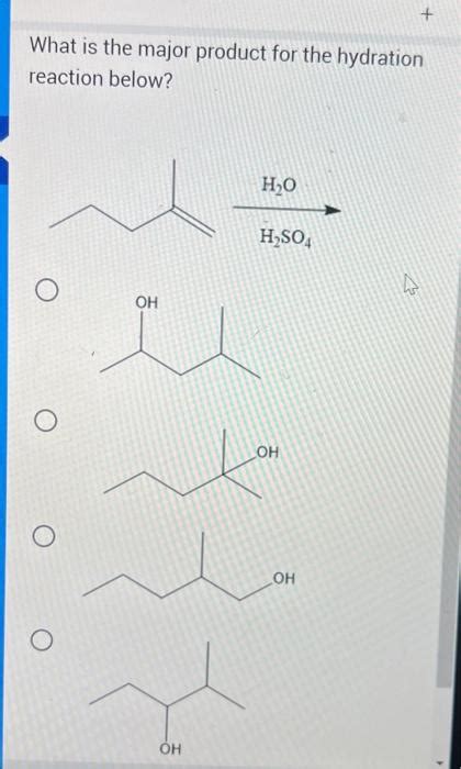 Solved What is the major product for the hydration reaction | Chegg.com