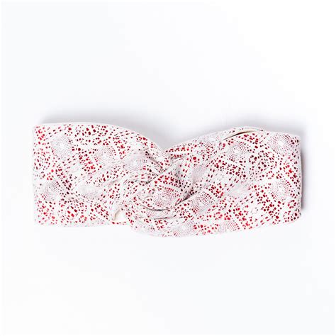 Turban Double En Coton Rouge Dentelle Blanche Johanna Braitbart