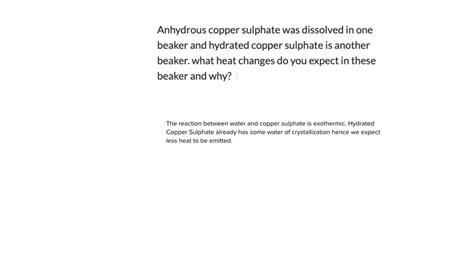 Solved Why The Enthalpy Changes Of Anhydrous Copper Ii Sulphate To