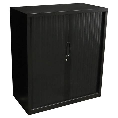 Super Strong Metal Tambour Door Storage Cabinet Black Fast Office