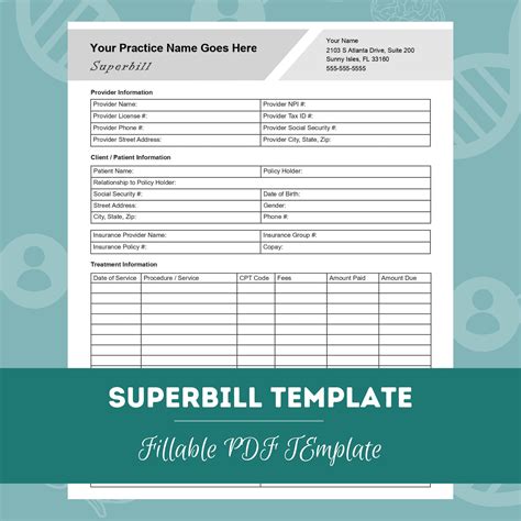 Superbill Pdf Template For Mental Health Counseling Editable Fillable Pdf Counselors