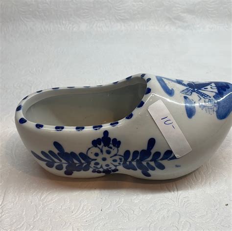 Vintage Delft Blue Porcelain Shoe Bayou City Resale