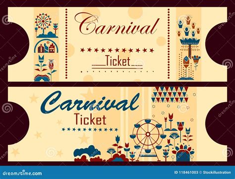 Colorful Ticket Of Fun Filled Carnival Festival Template Background Stock Vector Illustration