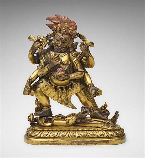 Six Armed Mahakala Gilt Bronze Figure 17 Cm Bronze Oriental