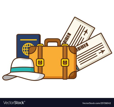 Vacations Suitcase Passport Tickets Royalty Free Vector