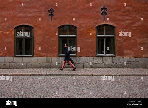 Pedestrian Walking In Stockholm S Old Town Gamla Stan Stock Photo Alamy