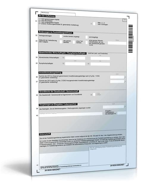 Erklärung zur gesonderten und einheitlichen Feststellung 2015