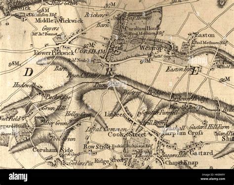 map corsham depicts geographical features area capturing local