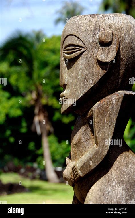 South Pacific French Polynesia Tahiti Open Air Tiki Temple Park