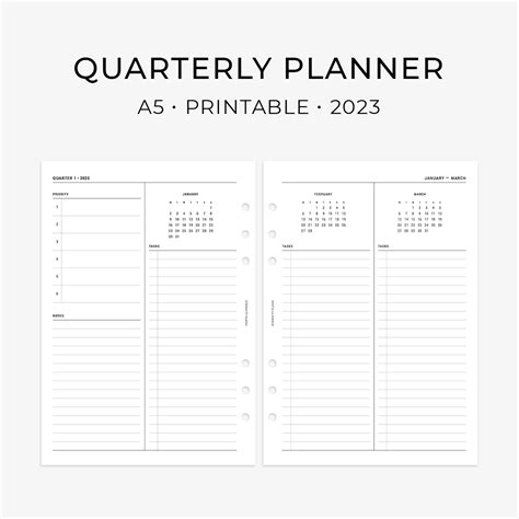 Quarterly Planner, Printable Planner Insert, A5 Size - Inspire Uplift