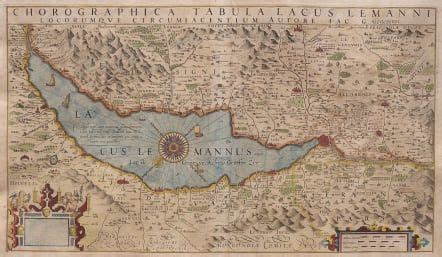 MERCATOR SUPERB MAP OF LAKE GENEVA 1620 Michael Jennings Antique