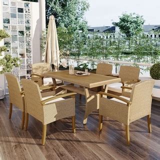 Piece Patio Furniture Dining Set Outdoor Garden Pe Rattan Wicker