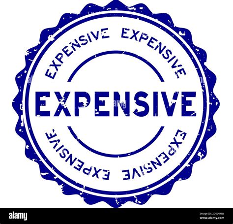 Grunge Blue Expensive Word Round Rubber Seal Stamp On White Background