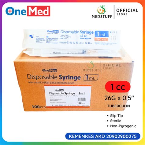 Jual Syringe Onemed 1cc Jarum Suntik 1cc Spuit 1cc Onemed Shopee