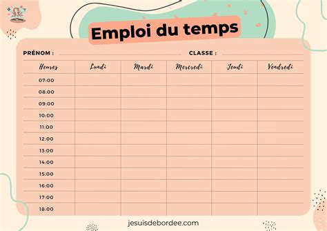 Détroit Ambitieux Contrarier modele emploi du temps a imprimer épeler