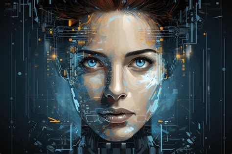 Premium Photo Vector Digital Technology Face Artificial Intelligence