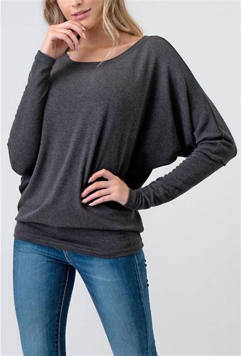 Natural Life Charcoal Long Sleeve Round Neck Intermingled Hacci