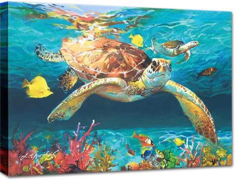 Sea Turtle Canvas Wall Art Bathroom Wall Decor Beach Decorations For