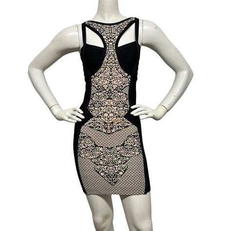 Bebe Black Nude Cut Outs Bandage Bodycon Mini Dress Y Gem