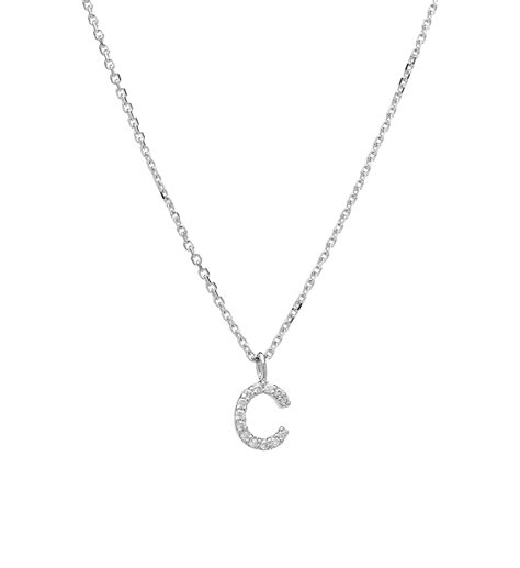 14K White Gold Diamond Initial Necklace, Letter C Necklace – LTB JEWELRY