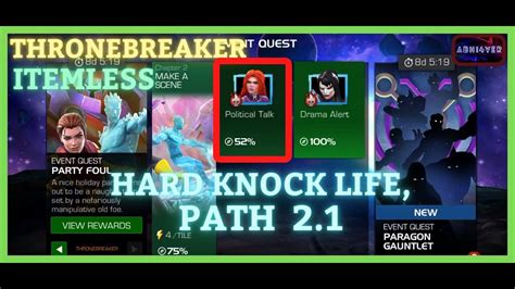 Mcoc Eq 21 Hard Knock Life Path Party Foul Thronebreaker Item Less Youtube