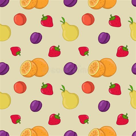 Seamless Pattern With Fruits Stock Vector Illustration Of Healthy