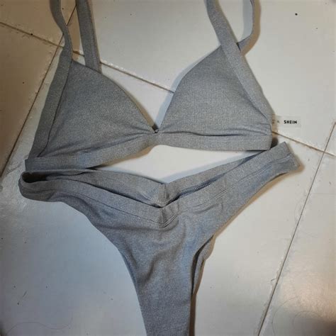 Grey Triangle High Cut Bikini Swimsuit Shein Women S Fashion Swimwear Bikinis Swimsuits On