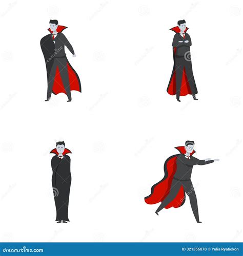 Diverse Set of Vampire Characters in Various Poses Stock Vector ...