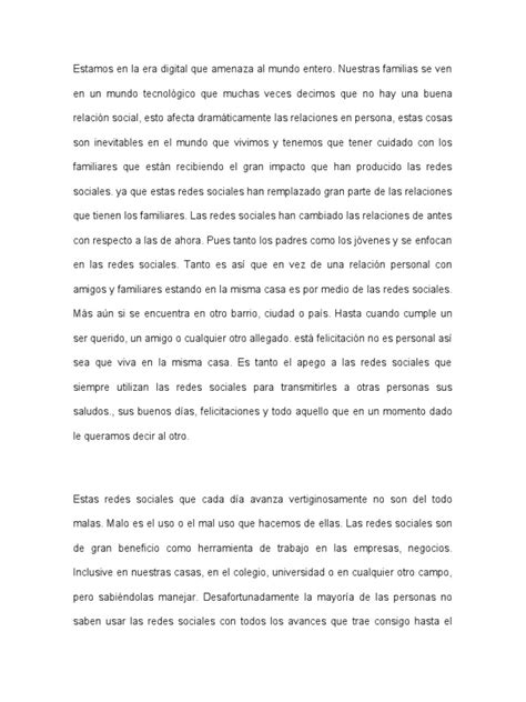 Texto Argumentativo Sobre Las Redes Sociales | PDF | Red social ... 