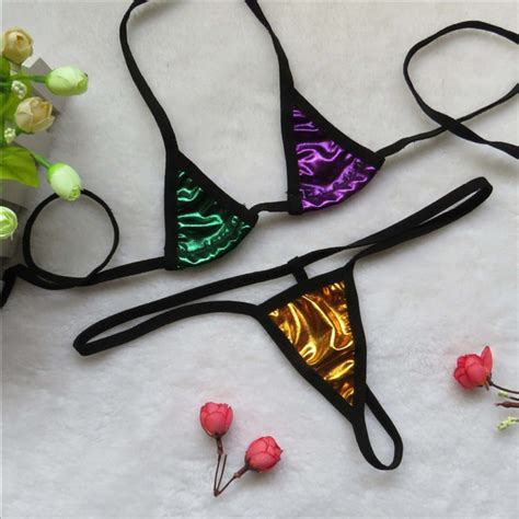 Micro Triangular Panel 2 Piece Bikini Set Micro Tie Halter Bra Micro