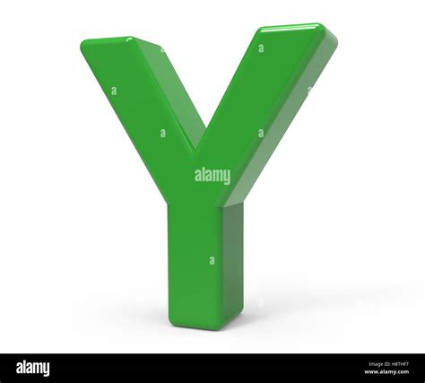 Right Leaning 3d Rendering Green Letter Y Isolated White Background