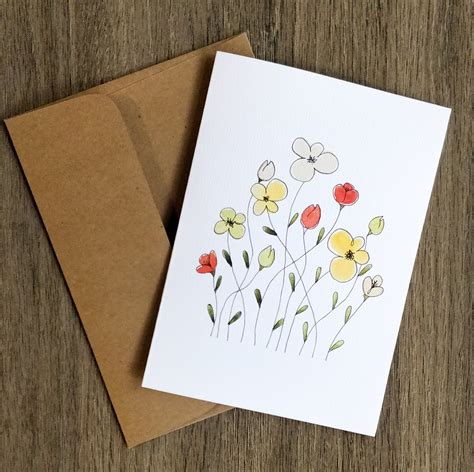 Set Of 4 Wildflower Greeting Cards Blank Notecards Etsy