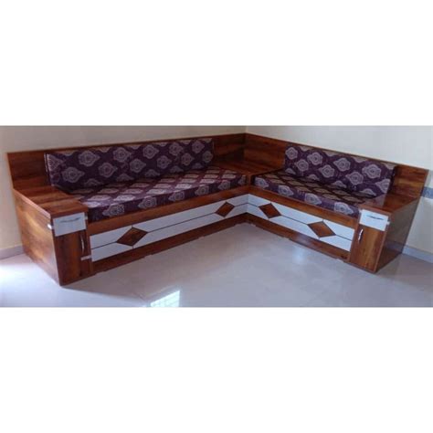 Teak Wood Leather 6 Seater L Shape Corner Sofa At Rs 22000 Piece In