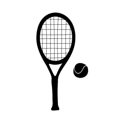 Premium Vector Vector Hand Drawn Tennis Racket Ball Silhouette