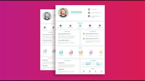 Uiux Designers Resume Design Tutorial In Adobe Illustrator Cc Simple