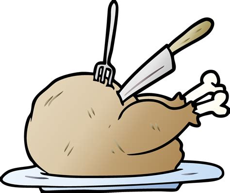 cartoon cooked turkey being carved 12398259 Vector Art at Vecteezy