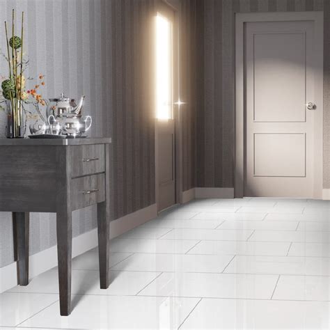 Pure White High Gloss Laminate Tile Mm Floor Depot