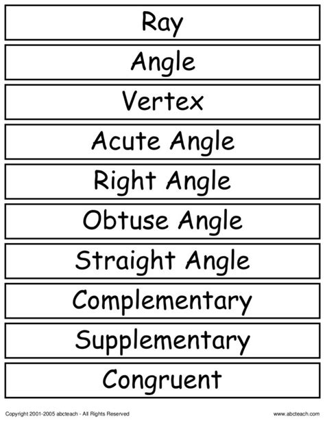 List Of Geometry Terms Worksheet For 4th 9th Grade Lesson Planet