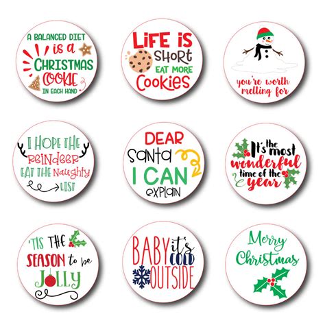 Printable Christmas Stickers with Cute Sayings - Aesthetic Journeys Designs