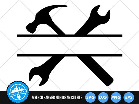 Wrench And Hammer Frame Svg Files Wrenches Split Name Frame Svg Cut