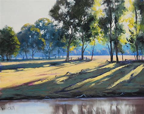 River Bank Shadows Tumut Painting By Graham Gercken Pixels