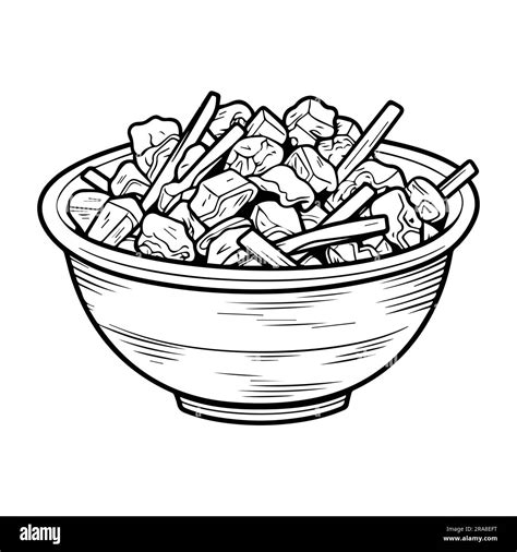 Hand Drawn Delicious Noodles In Doodle Style Isolated On Background