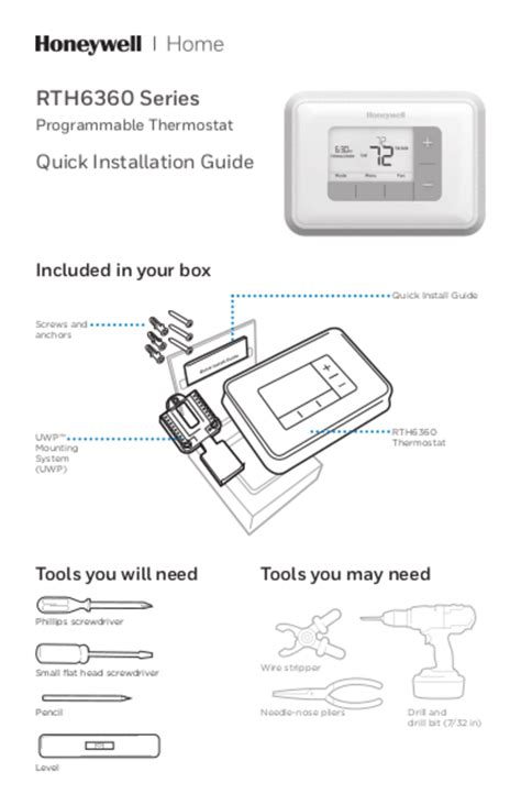 User Manual Honeywell Rth6360d1002e English 40 Pages