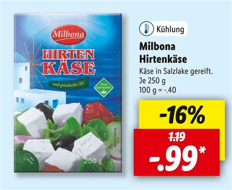 Milbona Hirtenk Se Angebot Bei Lidl